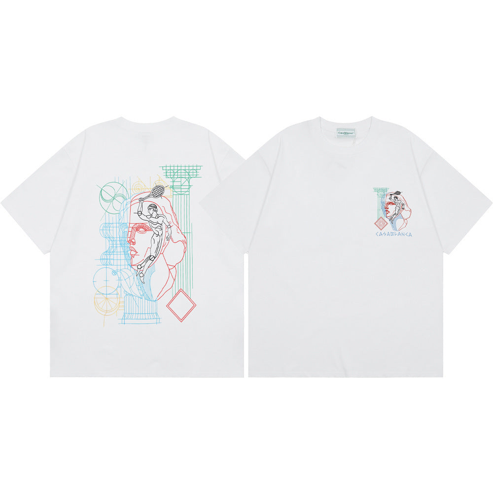 Casablanca Multi‑Print Tennis Floral Graphic Oversized Tee Streetwear
