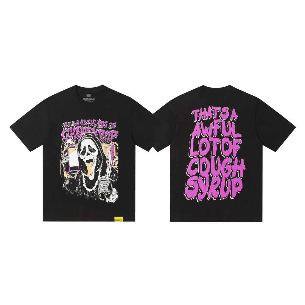 THAT'S A AWFUL LOT OF COUGH SYRUP Black Front & Back Graphic T-Shirt